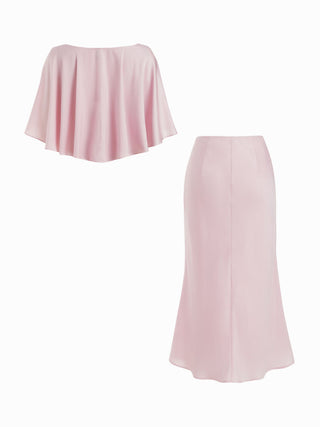 Satin Dolman Sleeve Top & Mid Rise Mermaid Maxi Skirt Set
