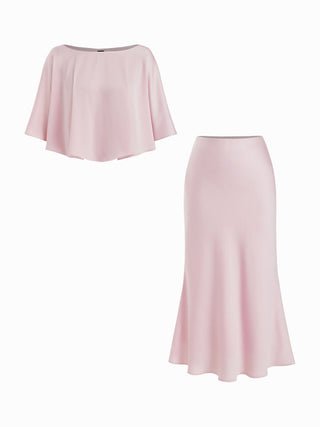 Satin Dolman Sleeve Top & Mid Rise Mermaid Maxi Skirt Set