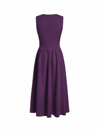 Round Neckline Ruched Maxi Dress