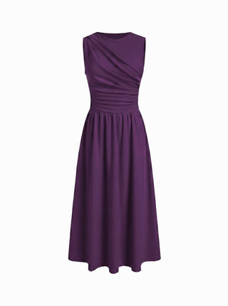 Round Neckline Ruched Maxi Dress