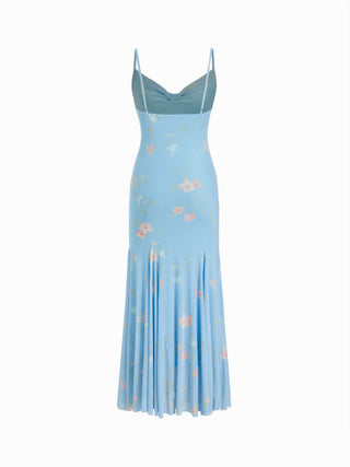 Mesh Sweetheart Floral A-line Maxi Dress