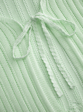 Knit Textured V-neck Bell Sleeve Cardigan