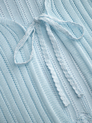 Knit Textured V-neck Bell Sleeve Cardigan
