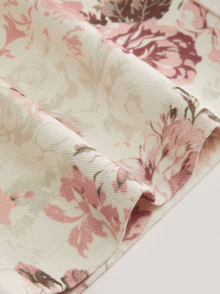 Cotton-blend Mid Rise Floral Wide Leg Long Trousers
