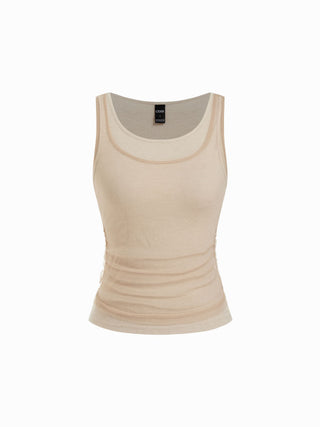 Mesh Scoop Neck Layered Tank Top