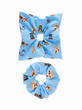 2PCS DOG & SHELL GRAPHIC SCRUNCHIE SET