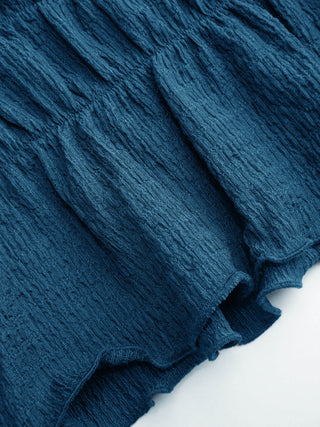 Textured Boat Neck Ruffled Peplum Hem Tie Side Top