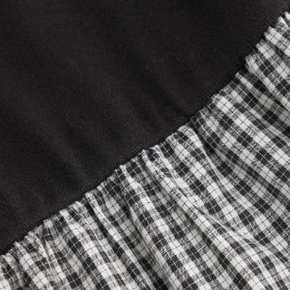Cotton-blend Gingham High Neck Colorblock Mid Rise Wide Leg Jumpsuit With Belt
