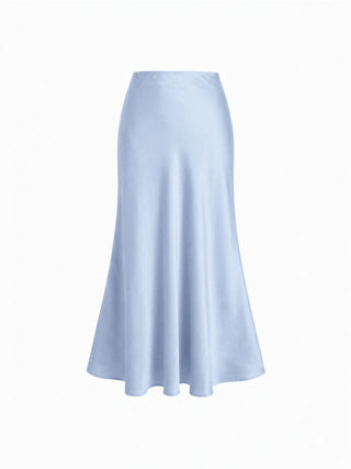 Satin Batwing Sleeve Top & Mid Rise Mermaid Skirt Set with Belt