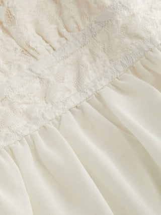 Chiffon Lace Halter Neckline Lace Panel Blouse