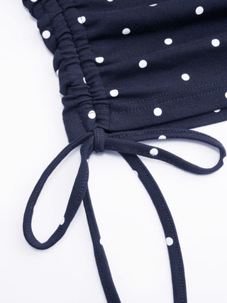 Polka Dot Drawstring Crop Cami Top & Low Rise Drawstring Micro Shorts Set
