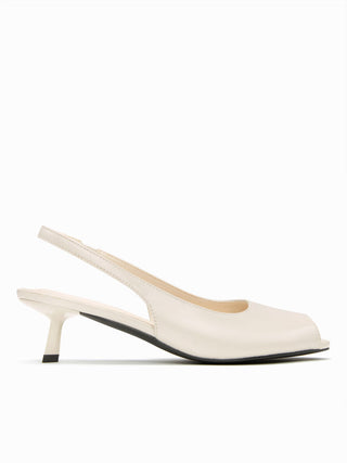 OPEN-TOE SLINGBACK KITTEN HEELS