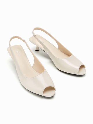OPEN-TOE SLINGBACK KITTEN HEELS