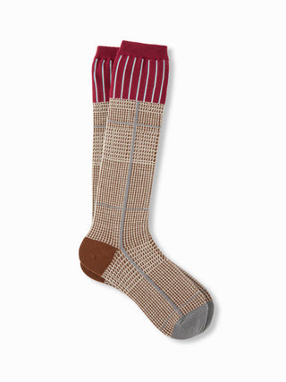 PLAID TRIM OVER THE CALF SOCKS