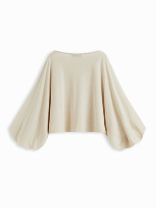 Boat Neck Lantern Sleeve Oversized Crop Top