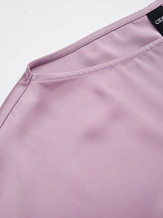 Satin Boat Neck Batwing Sleeve Oversized Mini Dress