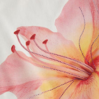 Cotton-blend Floral Graphic Rhinestone Detail Tank Top
