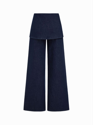 Stretch Denim Low Rise Wrap Metal Detail Straight Leg Jeans