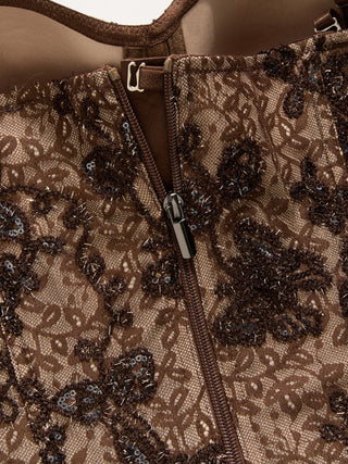Lace Embroidery V-neck Padded Corset Cami Blouse
