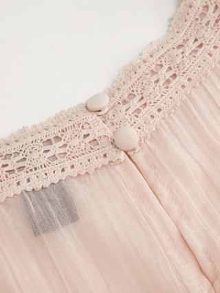 Chiffon Lace Panel Ruffle Sleeve Oversized Blouse