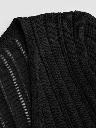 Knit Textured V-neck Bell Sleeve Cardigan