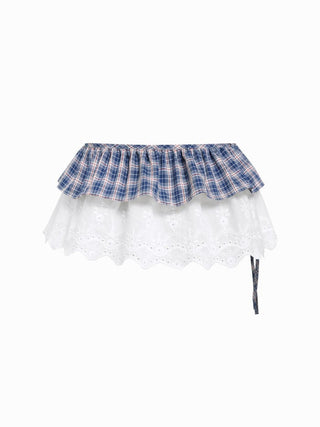 GINGHAM CRIMPED TRIM WRAP SKIRT