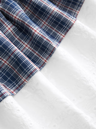 GINGHAM CRIMPED TRIM WRAP SKIRT