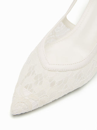 MESH POINTED TOE SLINGBACK HEELS