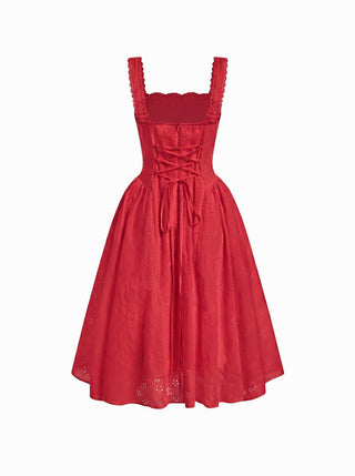 Cotton-blend Sculptural Sweetheart Ditsy Floral Lace Up Ruffled Maxi Dress