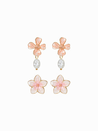FLOWER FAUX PEARL RING & EARRINGS SET