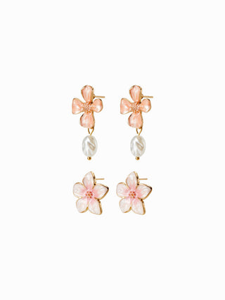 FLOWER FAUX PEARL RING & EARRINGS SET