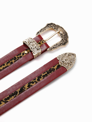 ENGRAVED LEOPARD PRINT BUCKLE BELT