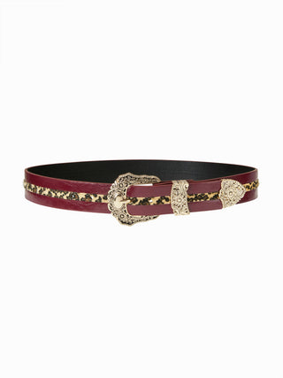 ENGRAVED LEOPARD PRINT BUCKLE BELT