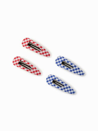 4PCS GINGHAM HAIR CLIP SET