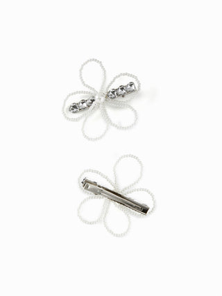 2PCS FAUX PEARL FLOWER HAIR CLIP SET