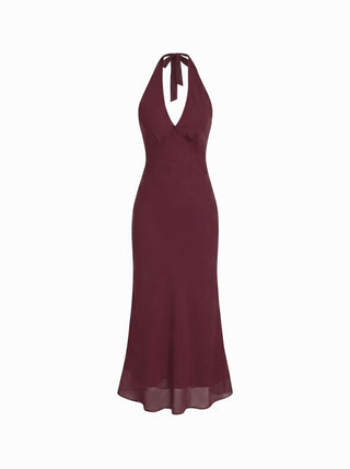 Chiffon Sweetheart Floral Backless Tie Back Mermaid Maxi Dress