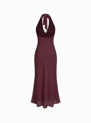 Chiffon Sweetheart Floral Backless Tie Back Mermaid Maxi Dress