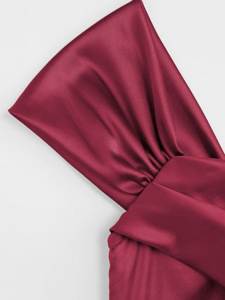 Satin Sculptural Ruched Off-shoulder Mermaid Maxi Dress