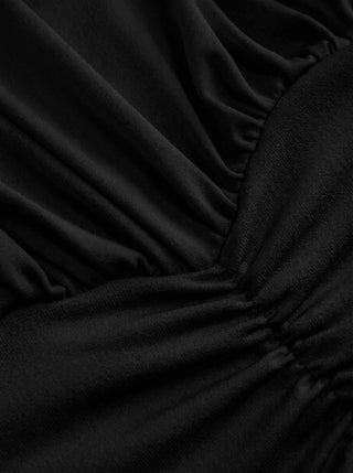 Draped Ruched Round Neckline Sleeveless Top