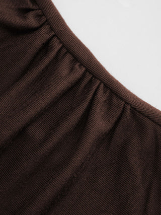 Mandarin Collar Metal Detail Cut Out Ruched Split Top