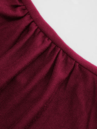 Mandarin Collar Metal Detail Cut Out Ruched Split Top