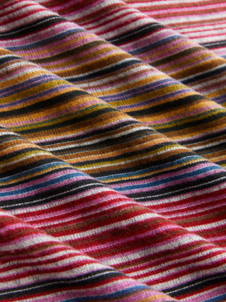 Knit V-neck Striped Flared Mini Dress