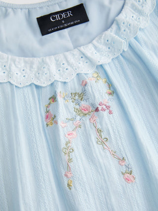Cotton-blend Floral Graphic Scoop Neck Puff Sleeve Lace Babydoll Mini Dress