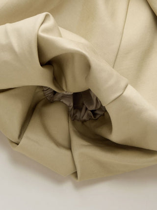Cotton-blend Asymmetrical Neck Lantern Sleeve Bowknot Oversized Trench Coat