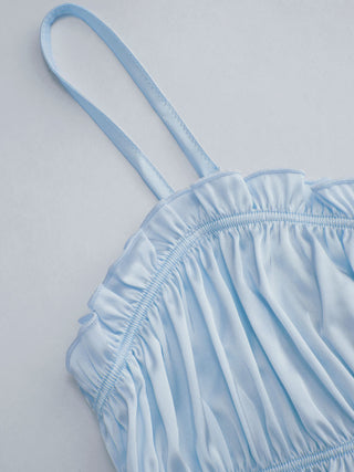 Satin Sweetheart Ruched Bralette & High Rise Wide Leg Shorts Loungewear Set