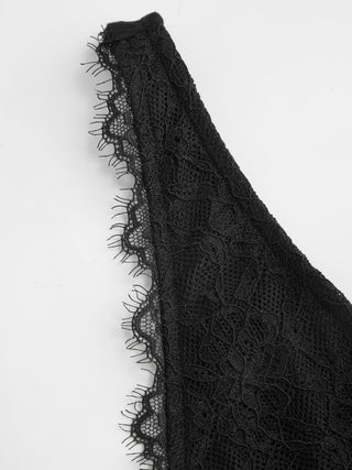 Lace V-neck Eyelash Trim Tank Top