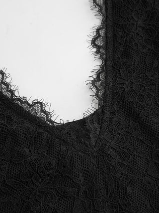 Lace V-neck Eyelash Trim Tank Top