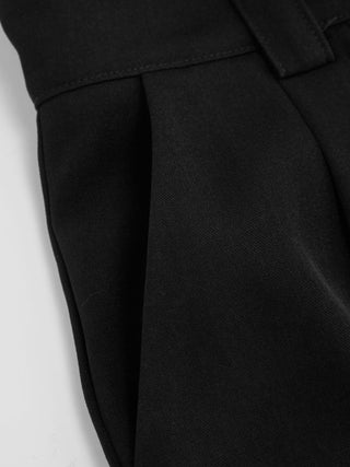 Mid Rise Pleated Wide Leg Bermuda Shorts