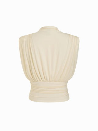 Ruched Mock Neck Draped Top