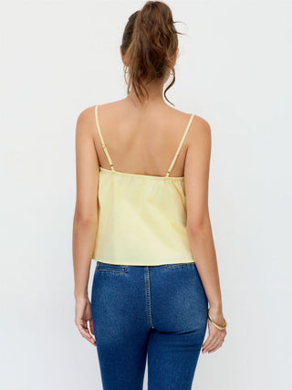 Cotton Pintuck Peter Pan Collar Bowknot Oversized Cami Blouse
